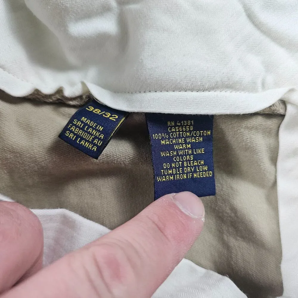 Polo Ralph Lauren Pants Mens 36x30 Beige Chino Classic Flat Front Preppy Casual